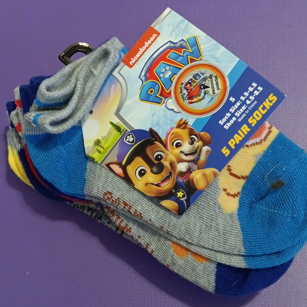 Nickelodeon Paw Patrol Kids Socks - Blue, Gray, and Yellow